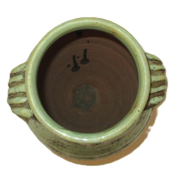 Greek flavored bluegreen tall flower vase open mouthed lions, circa 2000 - Picture 3 of 4